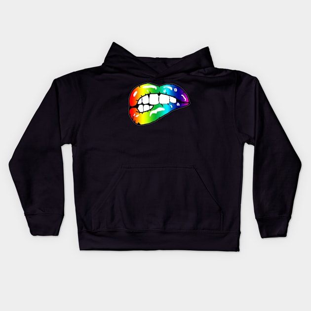 Rainbow lips Kids Hoodie by BadDrawnStuff